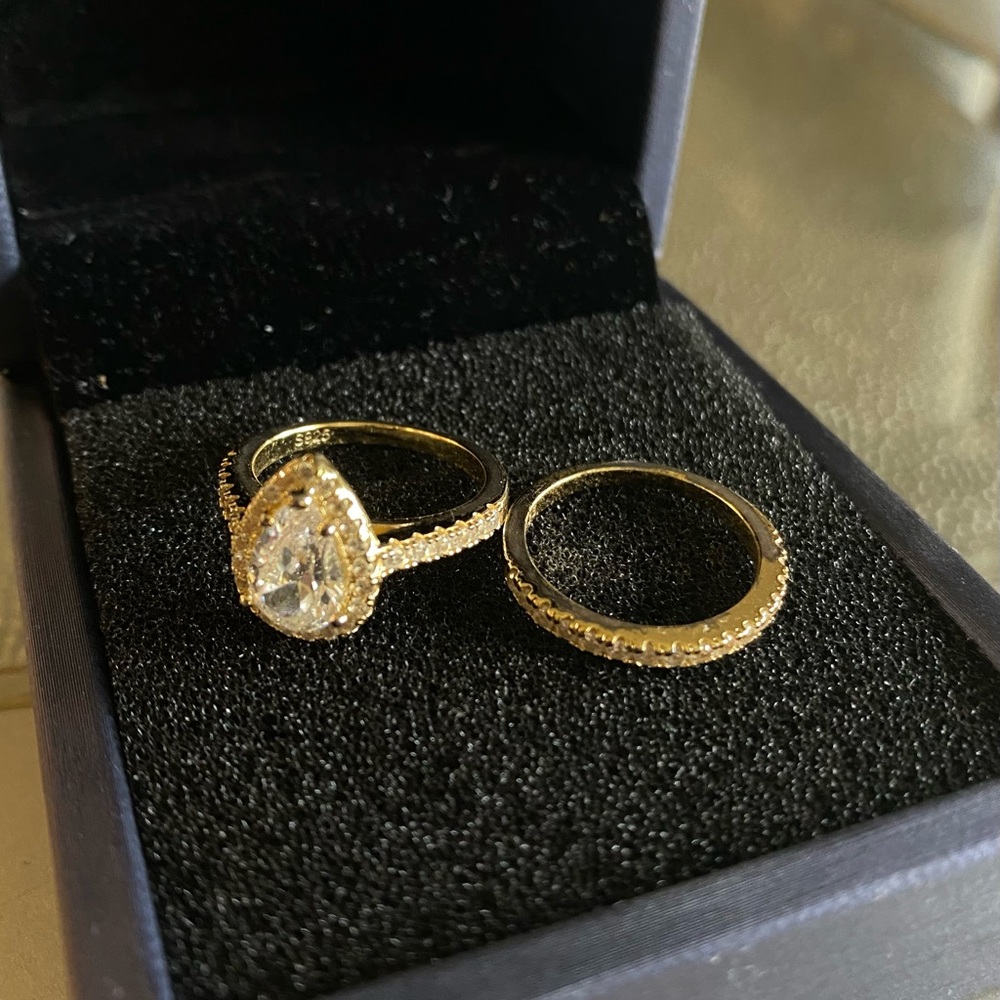 Classic Romantic 925 Engagement Ring Gold Size 5